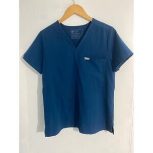 Figs scrub top women’s size S navy blue cotton pocket